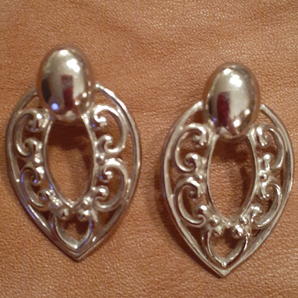 Dramatic Silvertone Earrings.